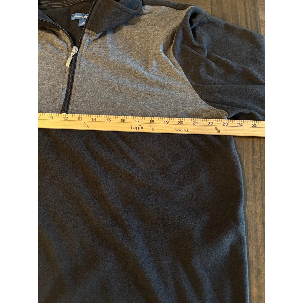 Tommy Bahama Mens XL Quarter Zip Fleece Pullover Colorblock Black Grey Marlin
